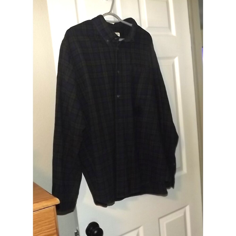 Magellan Outdoors Flannel Shirt Mens XL Blue Green Plaid Button Down